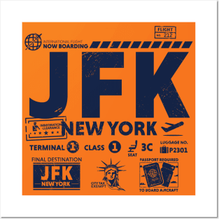 Vintage New York City JFK Airport Code Travel Day Retro Travel Tag Posters and Art